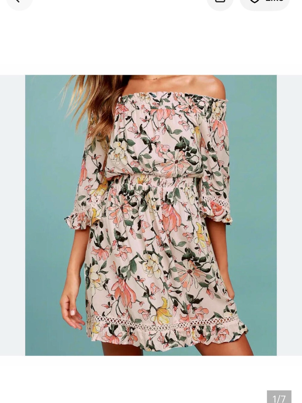 Lulu's Pink Floral Off-the-Shoulder Mini Dress